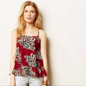 Anthropologie Maeve 100% Silk Floral Camisole Tank